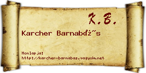 Karcher Barnabás névjegykártya